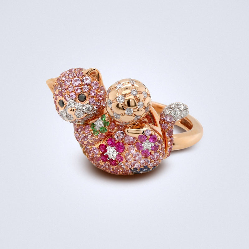 Playful Kitty Sapphire Ring - Benny's Gems Creations