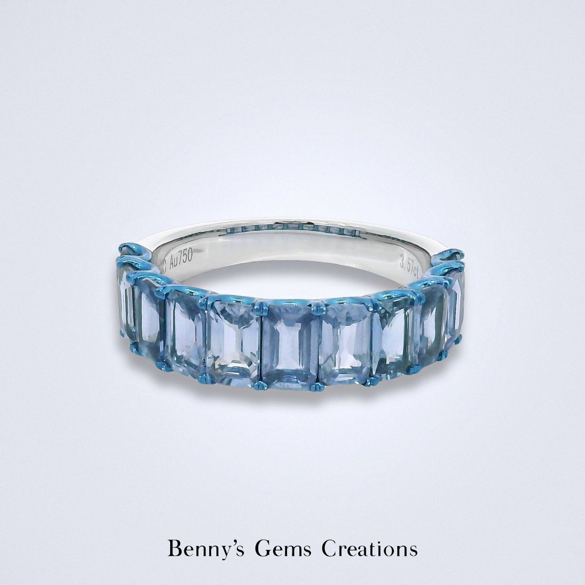 Powder Blue Sapphire Stack Ring - Benny's Gems Creations