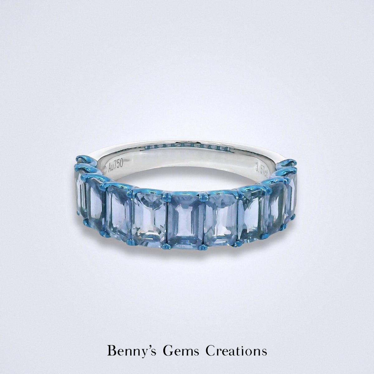 Powder Blue Sapphire Stack Ring - Benny's Gems Creations
