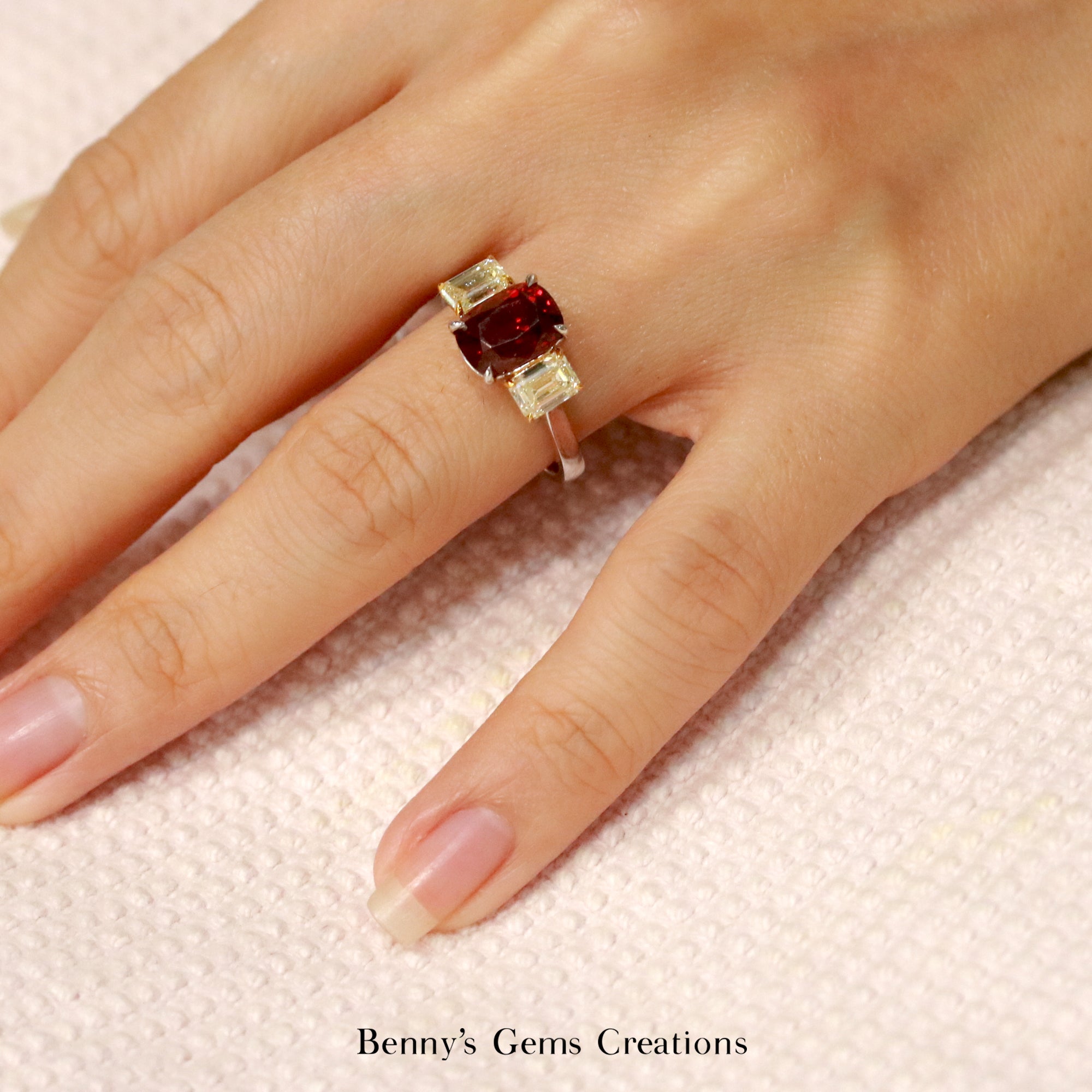 Preciosa Spinel Trilogy Diamond Ring - Benny's Gems Creations