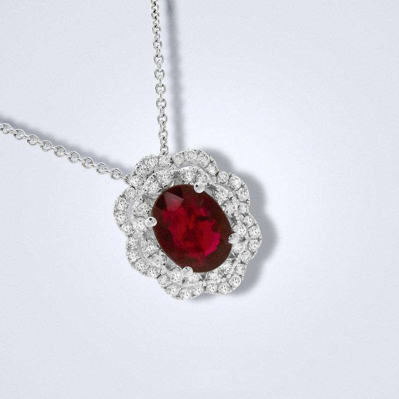 Precious White Gold Ruby Pendant - Benny's Gems Creations