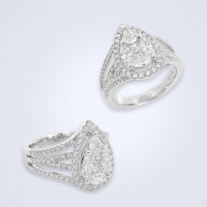 Pretty Illusion Pear - Shaped Diamond Ring - Benny's Gems Creations