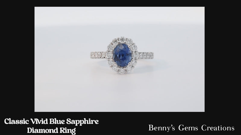 Classic Vivid Blue Sapphire Diamond Ring