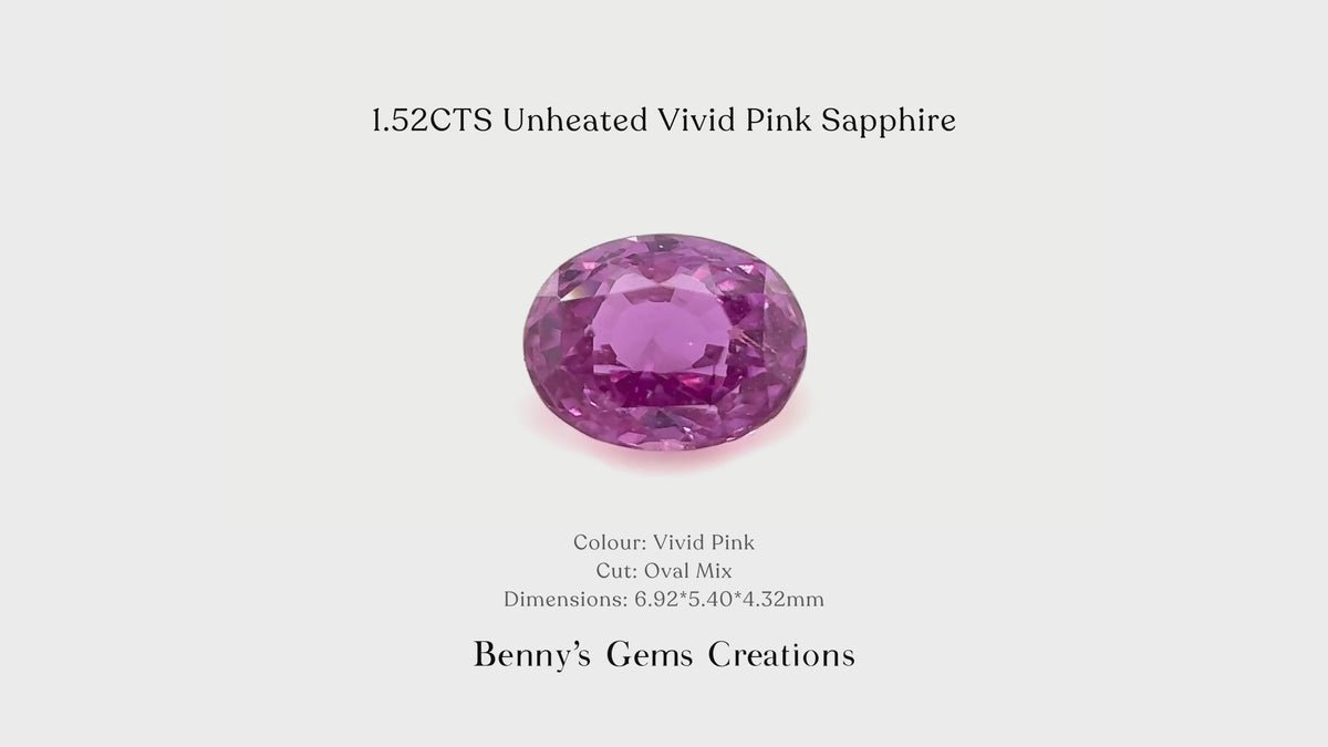 1.52CTS Unheated Vivid Pink Sapphire - Benny's Gems Creations
