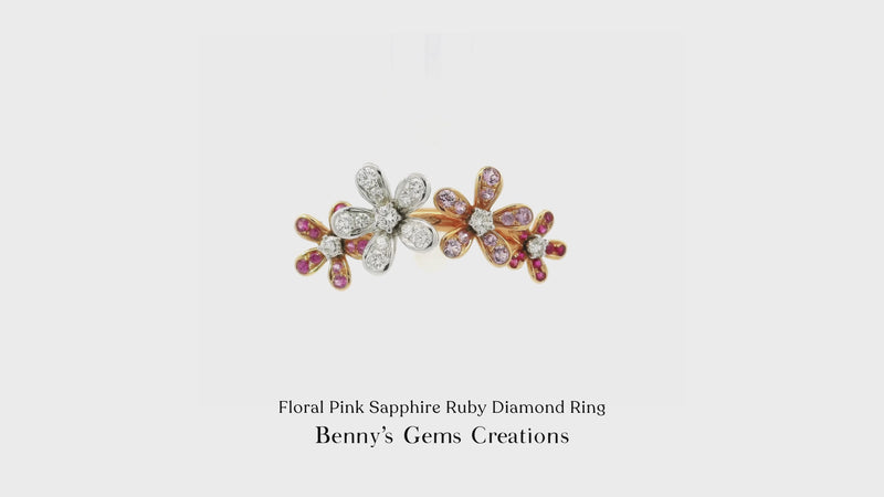 Floral Pink Sapphire Ruby Diamond Ring