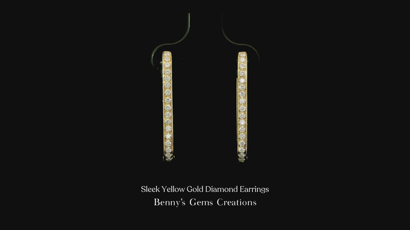 Sleek Yellow Gold Diamond Earrings