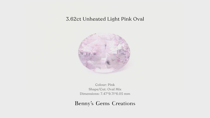 3.62ct Unheated Light Pink Oval