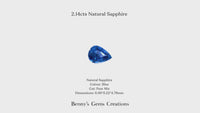 Natural Blue Sapphire 2.14Cts in pear cut, 6.66 × 9.22 × 4.78 mm.