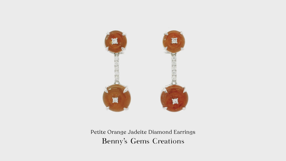 Petite Orange Jadeite Diamond Earrings
