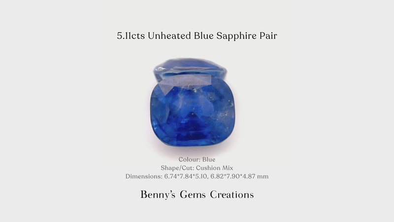 5.11cts Unheated Blue Sapphire Pair