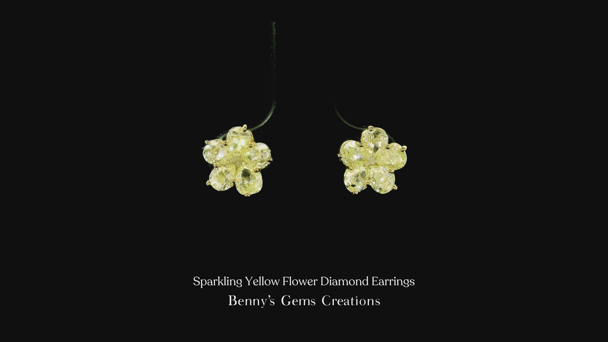 Sparkling Yellow Flower Diamond Earrings