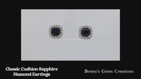 Earrings  Sapphire  Classic Cushion Diamond 