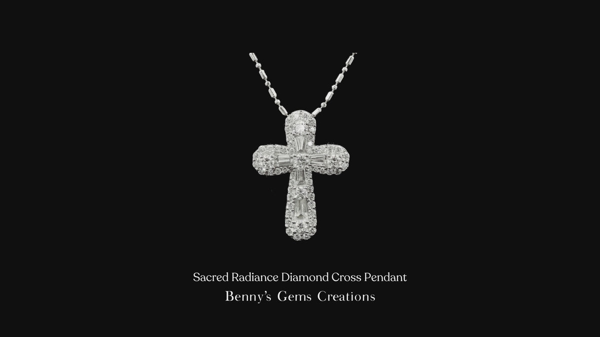 Sacred Radiance Diamond Cross Pendant adorned with brilliant-cut diamonds in a timeless cross design, elegant and meaningful fine jewelry piece in white gold