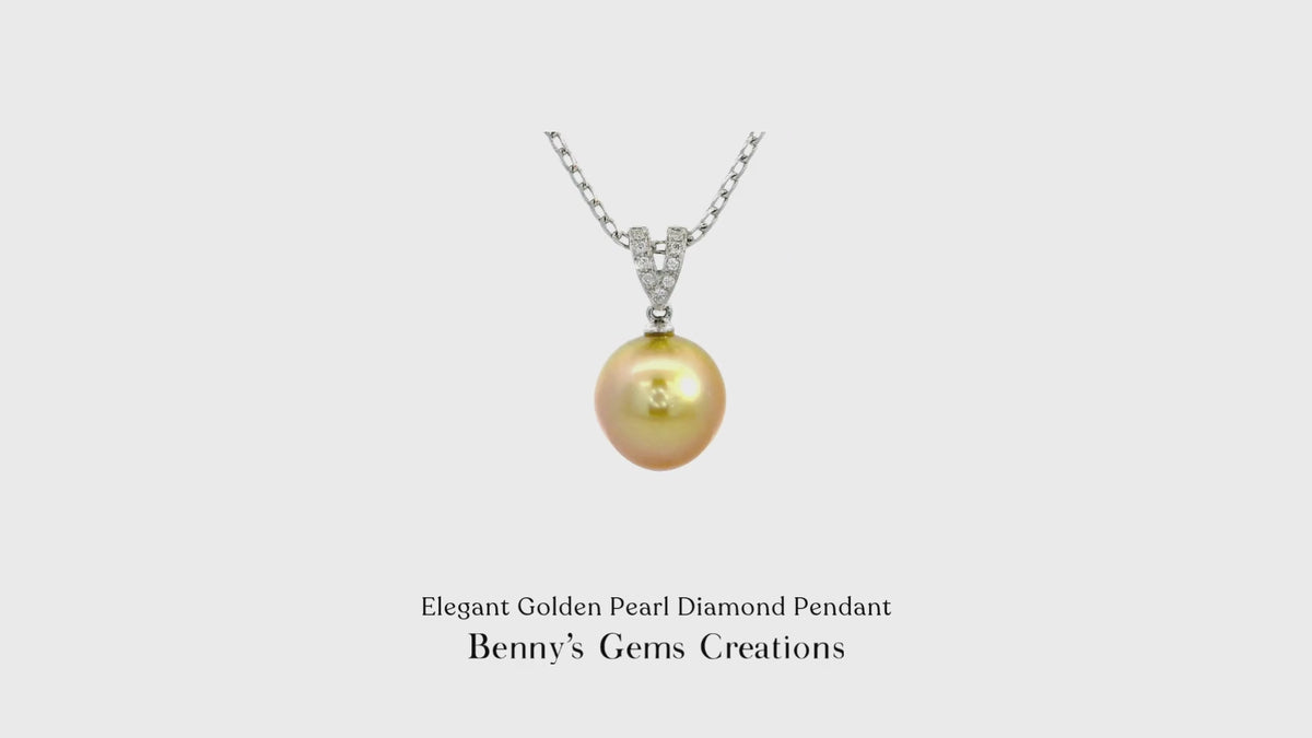 Elegant Golden Pearl Diamond Pendant