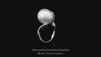 White South Sea Pearl Diamond Petal Ring
