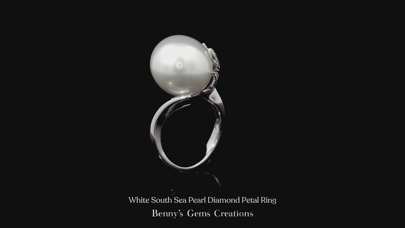 White South Sea Pearl Diamond Petal Ring