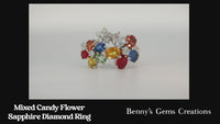 Ring Sapphire  Mixed Candy Flower Diamond