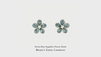 Sweet Blue Sapphire Flower Studs