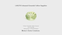 1.40CTS Unheated Greenish Yellow Sapphire