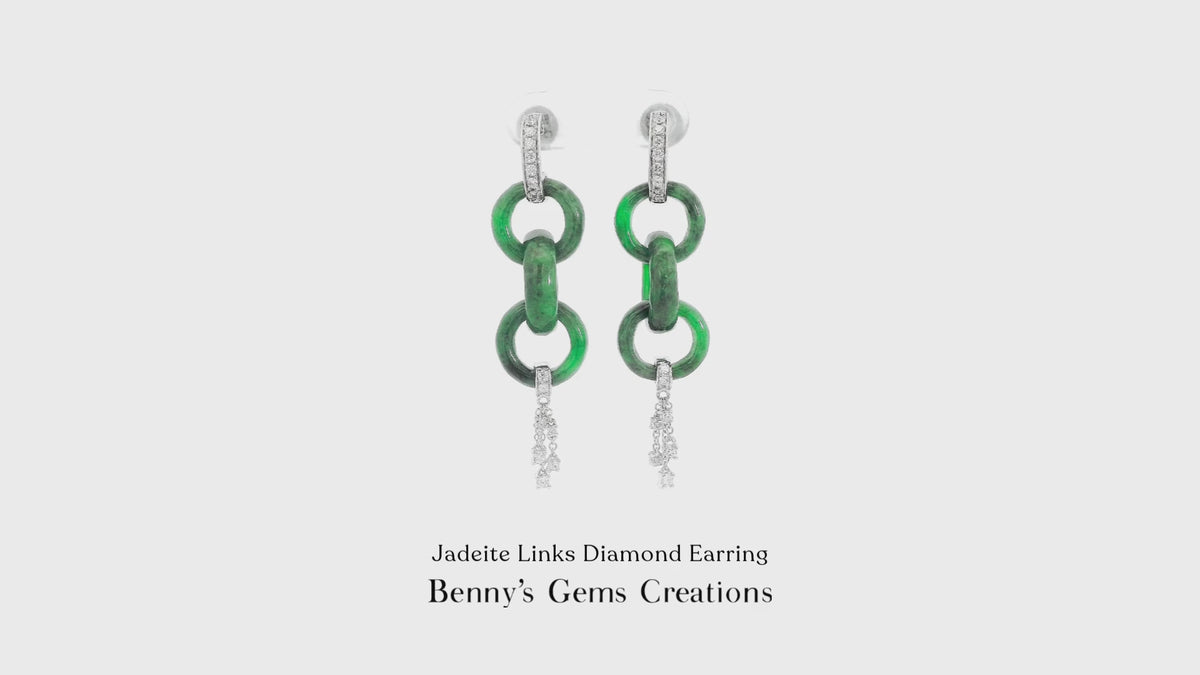 Jadeite Links Diamond Earring accented with sparkling diamonds in elegant white gold setting