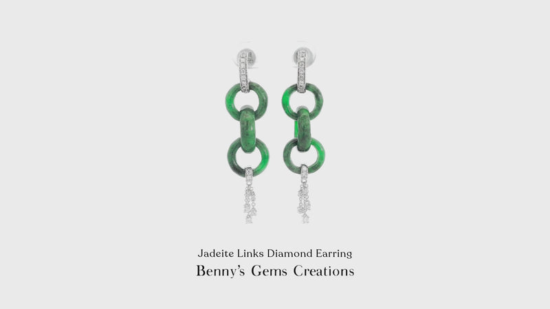 Jadeite Links Diamond Earring accented with sparkling diamonds in elegant white gold setting
