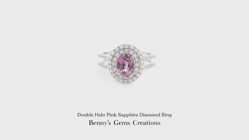Double Halo Pink Sapphire Diamond Ring