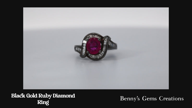 ring ruby black gold diamond