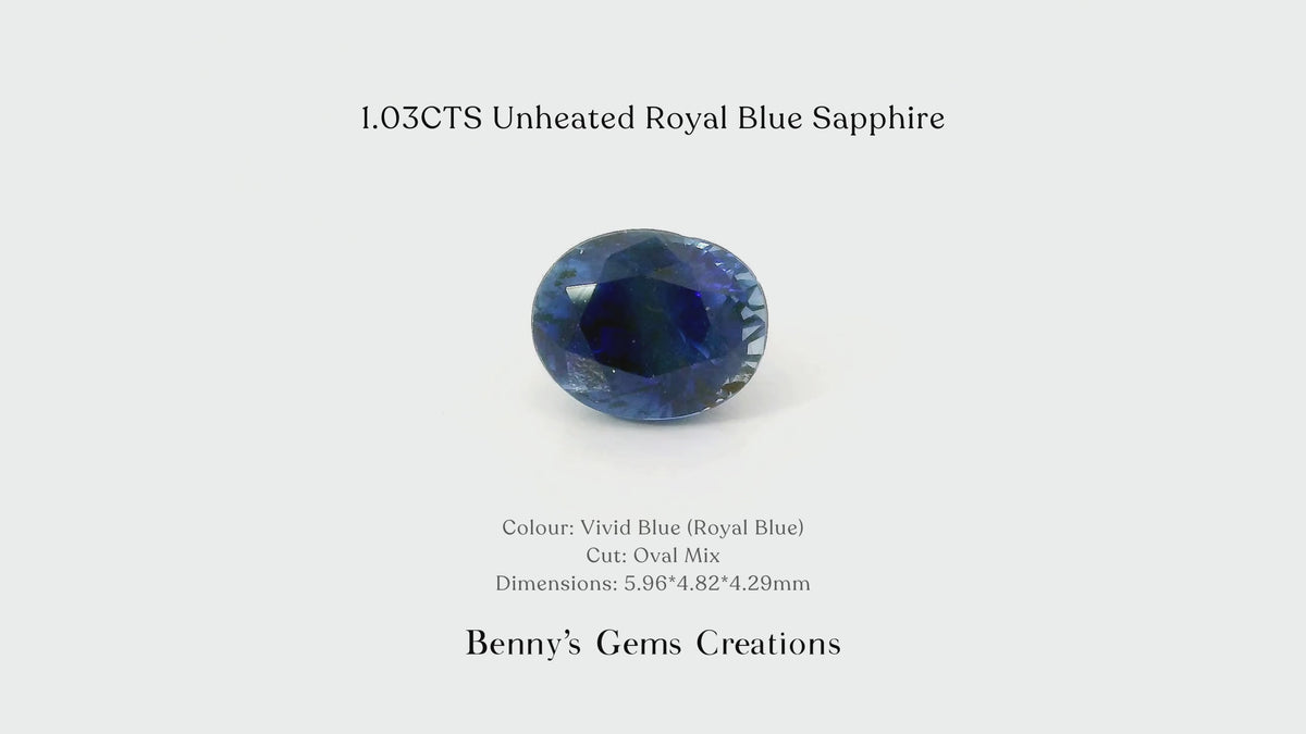 1.03CTS Unheated Royal Blue Sapphire - Benny's Gems Creations

