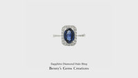 Sapphire Diamond Halo Ring