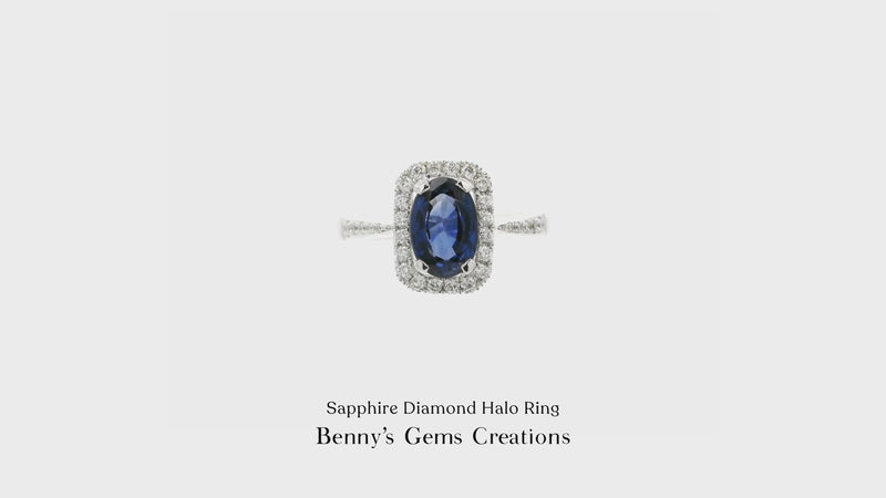 Sapphire Diamond Halo Ring