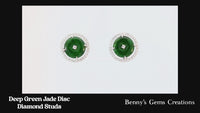 earring green jade disc diamond