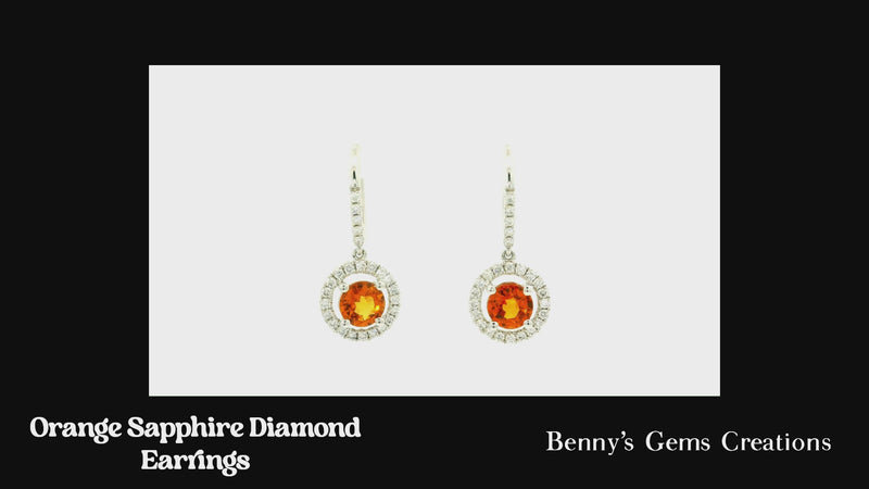 Orange Sapphire Diamond Earrings