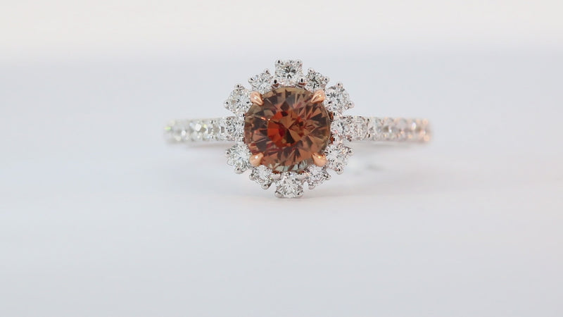 Unheated Padparadscha Diamond Ring