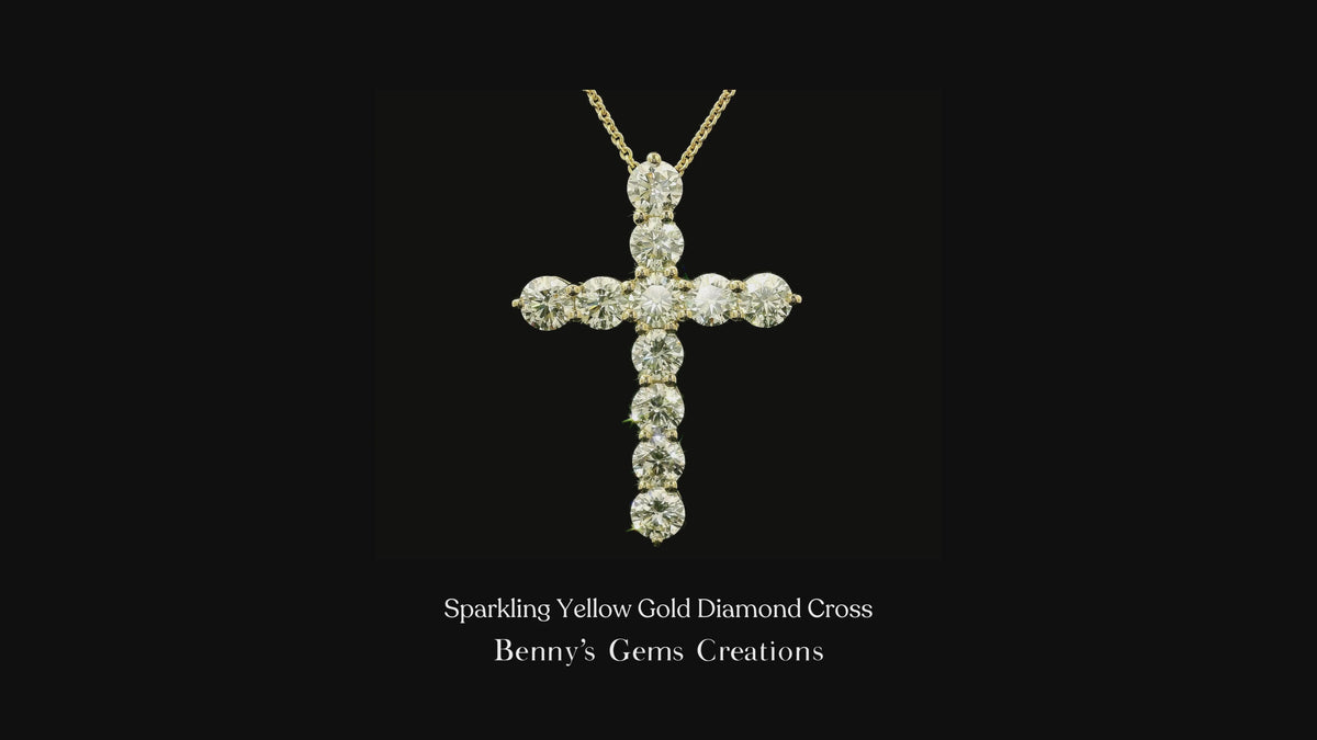 Sparkling Yellow Gold Diamond Cross adorned with brilliant-cut diamonds, featuring a classic and radiant design in yellow gold setting