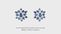 Ceylon Midnight Bloom Sapphire Diamond Earrings