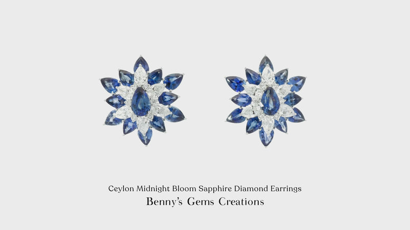 Ceylon Midnight Bloom Sapphire Diamond Earrings