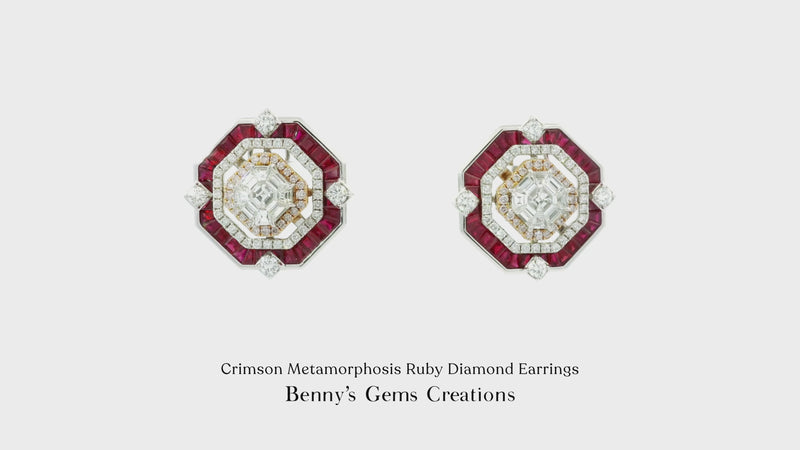 Crimson Metamorphosis Ruby Diamond Earrings
