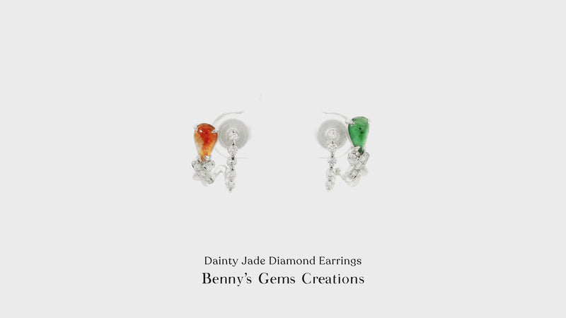 Dainty Jade Diamond Earrings with brilliant cut diamonds in elegant gold setting