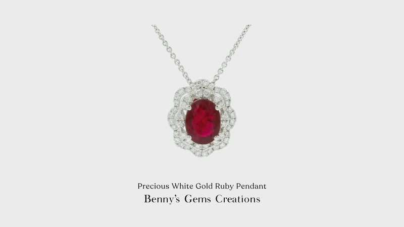 Precious White Gold Ruby Pendant