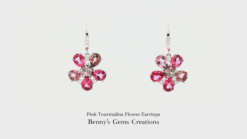 pink tourmaline flower earrings