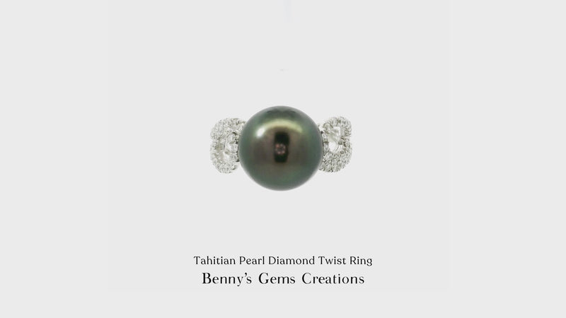 Tahitian Pearl Diamond Twist Ring