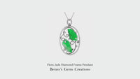 Flora Jade Diamond Frame Pendant with natural jade and sparkling diamond in elegant white gold setting