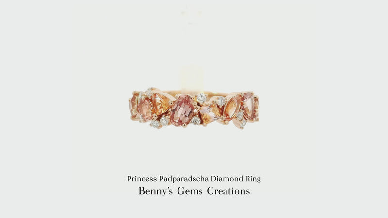 Princess Padparadscha Diamond Ring