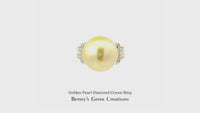Golden Pearl Diamond Crown Ring