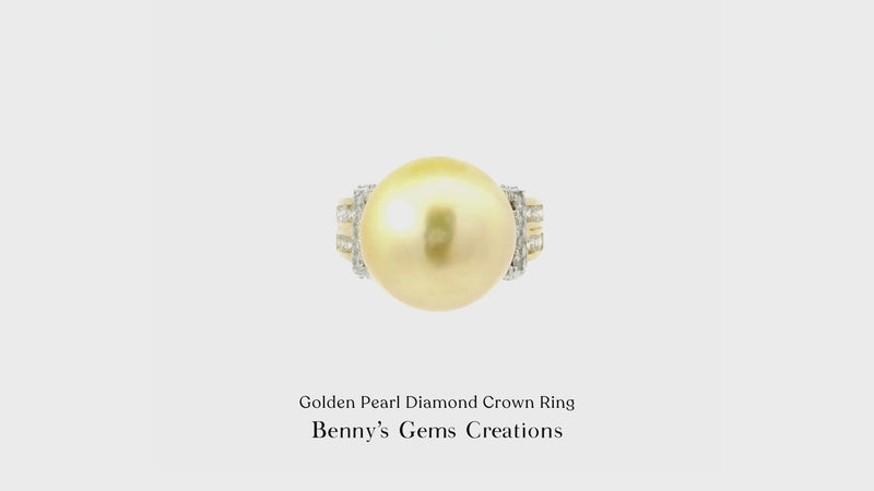 Golden Pearl Diamond Crown Ring