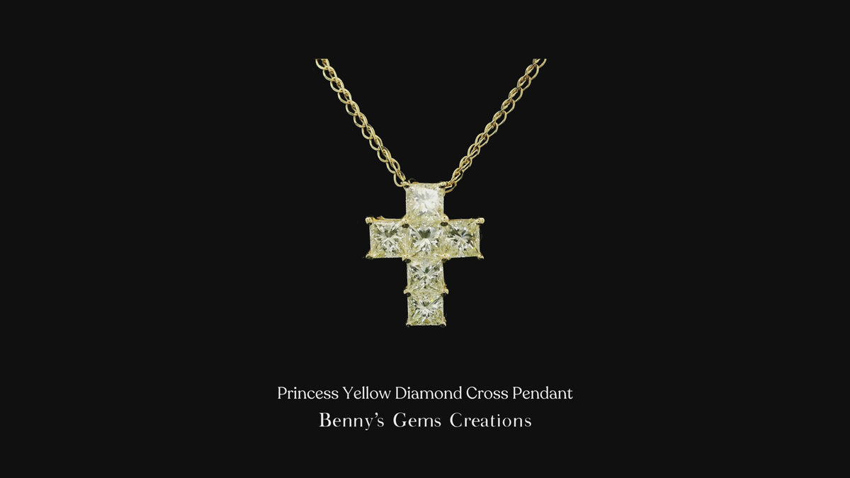 Princess Yellow Diamond Cross Pendant