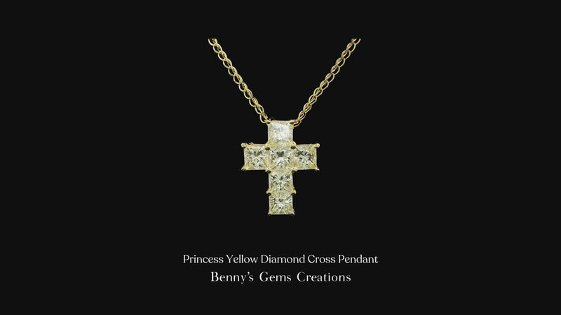 Princess Yellow Diamond Cross Pendant