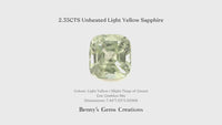 2.35CTS Unheated Light Yellow Sapphire - Benny's Gems Creations
