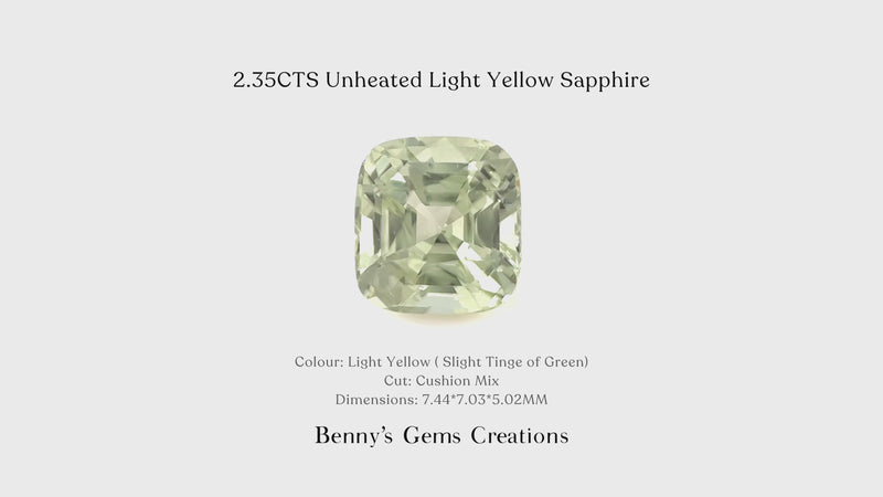 2.35CTS Unheated Light Yellow Sapphire - Benny's Gems Creations
