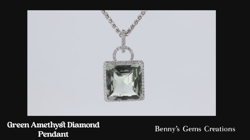 Pendant Diamond Green Amethyst 